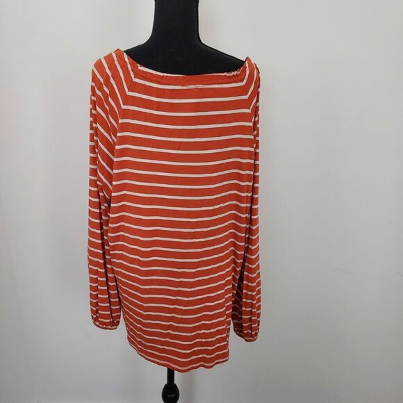 Chico's Size 16 Striped Peek-a-boo Peasant Top - Picture 4 of 10